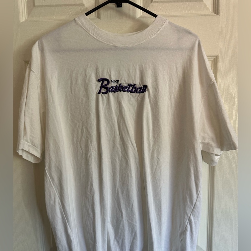 Nike White Tee with Purple Basketball Logo